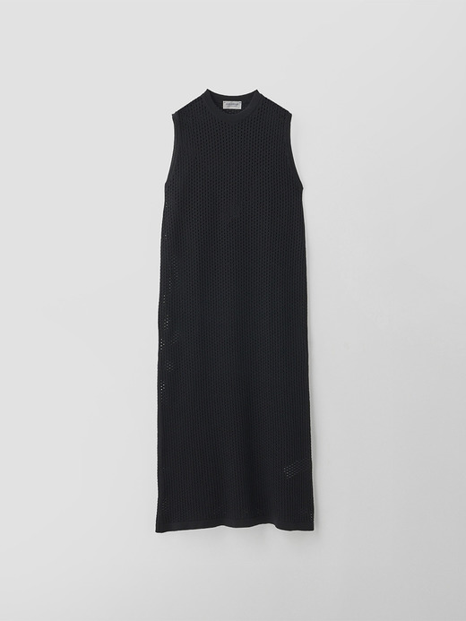 コットン透かしレース編みロングニットワンピース | HERSTON | 24G 詳細画像 BLACK 2