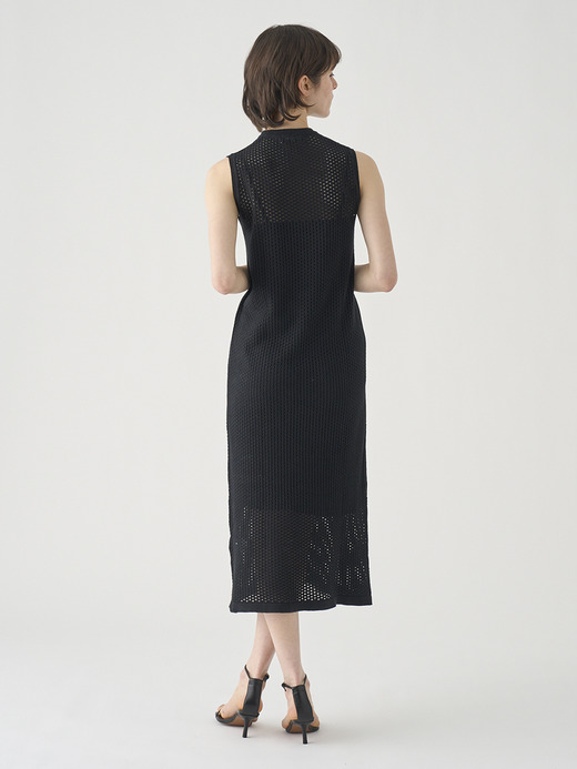 コットン透かしレース編みロングニットワンピース | HERSTON | 24G 詳細画像 BLACK 9