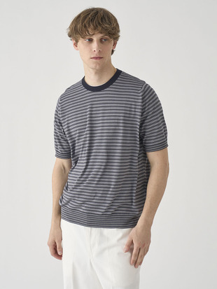 [Anglo Indian Gauze]マイクロボーダーニットTシャツ | HOWICK | 30G EASY FIT