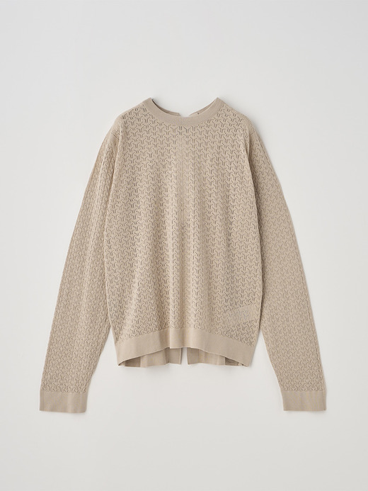 コットンレース編みバックリボンニットトップス | HUTTON | 30G 詳細画像 ALMOND 1