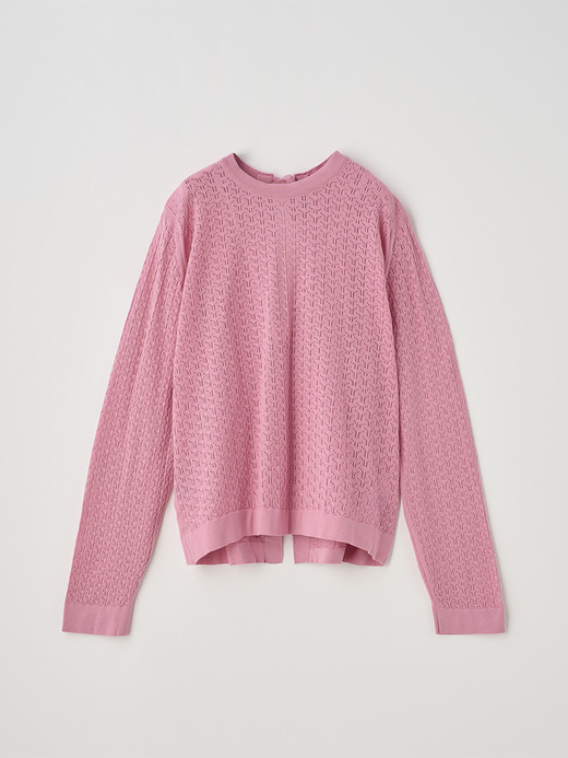 コットンレース編みバックリボンニットトップス | HUTTON | 30G 詳細画像 GLASS PINK 2