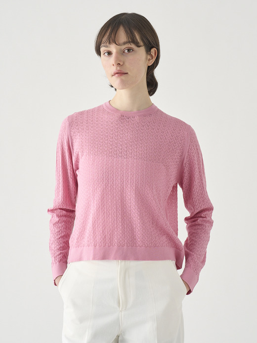 コットンレース編みバックリボンニットトップス | HUTTON | 30G 詳細画像 GLASS PINK 3