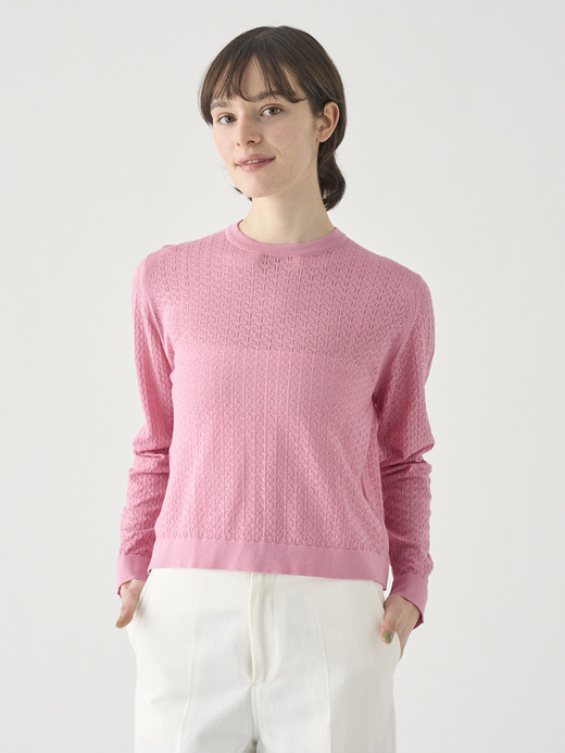 コットンレース編みバックリボンニットトップス | HUTTON | 30G 詳細画像 GLASS PINK 4