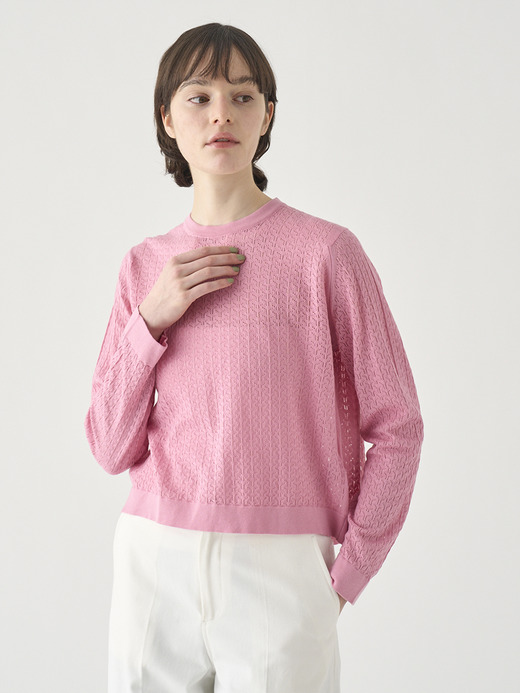 コットンレース編みバックリボンニットトップス | HUTTON | 30G 詳細画像 GLASS PINK 6