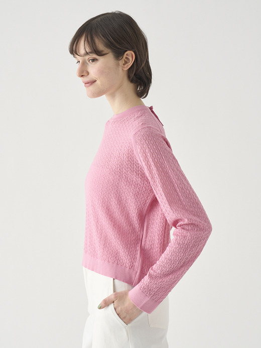 コットンレース編みバックリボンニットトップス | HUTTON | 30G 詳細画像 GLASS PINK 7