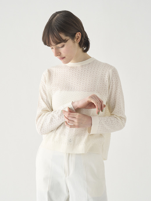 コットンレース編みバックリボンニットトップス | HUTTON | 30G 詳細画像 STARCH 3