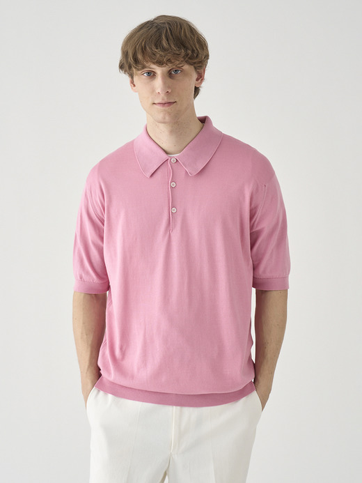 半袖コットンニットクラシックポロシャツ | ISIS | 30G EASY FIT 詳細画像 GLASS PINK 1