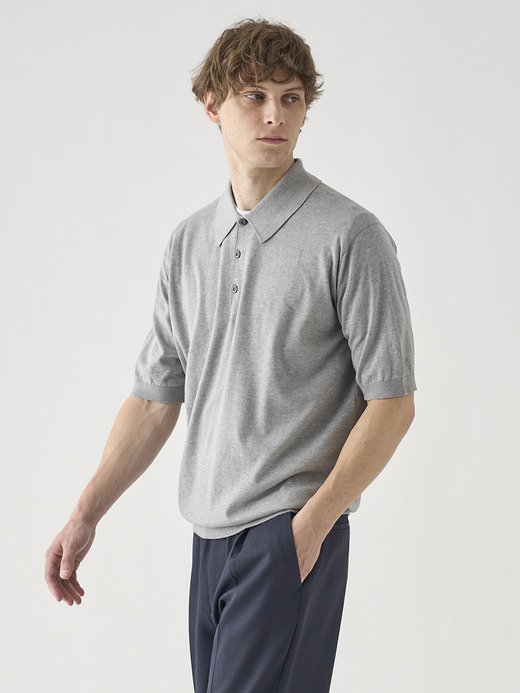 半袖コットンニットクラシックポロシャツ | ISIS | 30G EASY FIT 詳細画像 SILVER 5