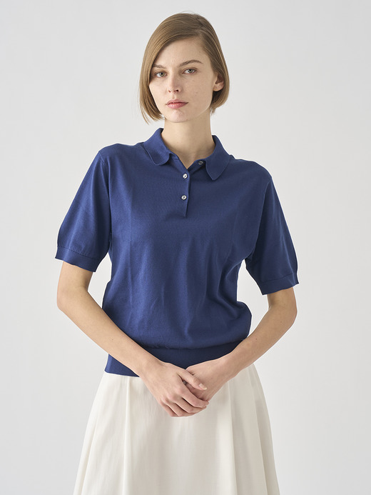半袖コットンニットポロシャツ | JILL | 30G COMMON FIT 詳細画像 FRENCH NAVY 4
