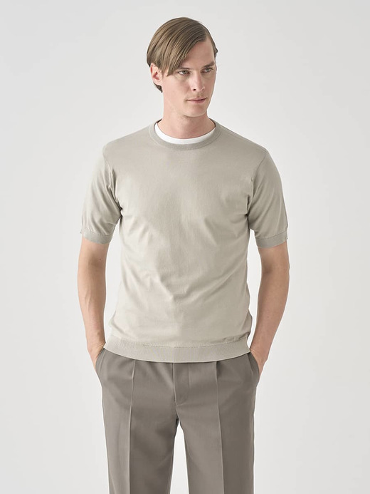 半袖コットンニットＴシャツ | KIELL | 30G MODERN FIT 詳細画像 PARCHMENT 1