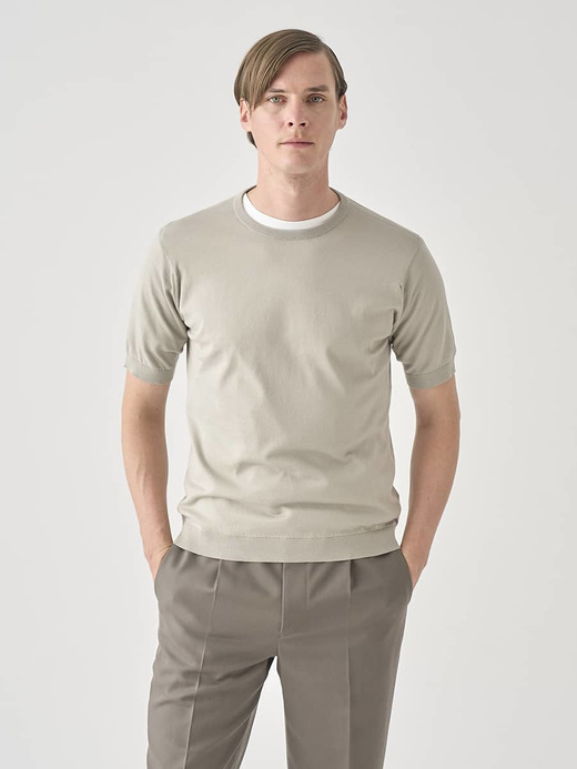 半袖コットンニットＴシャツ | KIELL | 30G MODERN FIT 詳細画像 PARCHMENT 3