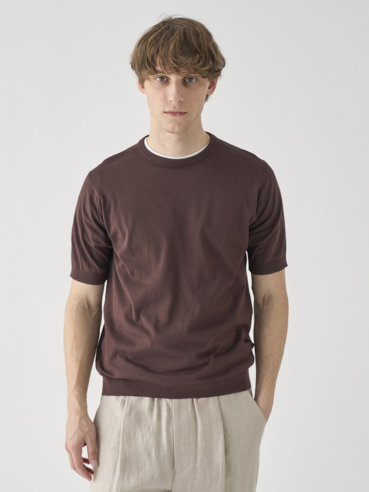 半袖コットンニットＴシャツ | KIELL | 30G MODERN FIT 詳細画像 RAISIN 3
