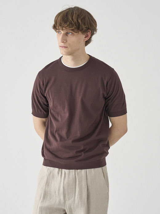 半袖コットンニットＴシャツ | KIELL | 30G MODERN FIT 詳細画像 RAISIN 4