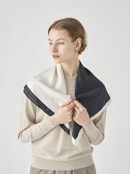 bicolor Silk Scarf | SF752 詳細画像 NO2(L03530SF752_ＢＬＡxＳＮＷ) 6