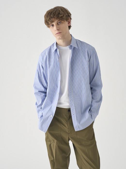 TOMAS MASON ポプリンコットンレギュラーシャツ｜FB211 詳細画像 NO2(L03580FB211_ストライプ) 1