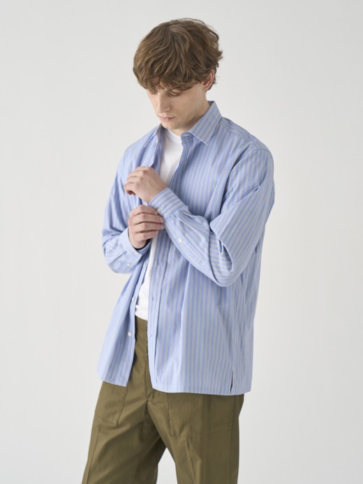 TOMAS MASON ポプリンコットンレギュラーシャツ｜FB211 詳細画像 NO2(L03580FB211_ストライプ) 3