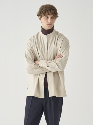 コットンシルク長袖バンドカラーシャツ ｜FB258