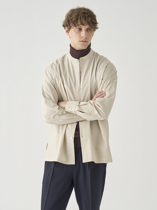 コットンシルク長袖バンドカラーシャツ ｜FB258 詳細画像 NO1(L03620FB258_ベージュ) 1