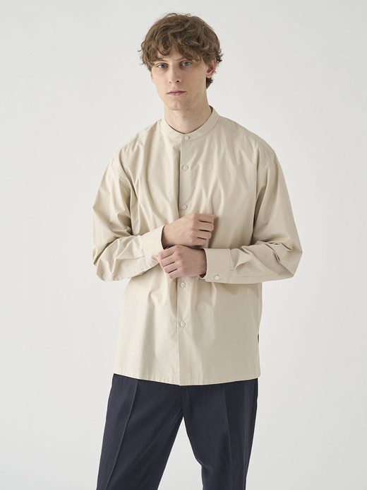 コットンシルク長袖バンドカラーシャツ ｜FB258 詳細画像 NO1(L03620FB258_ベージュ) 3