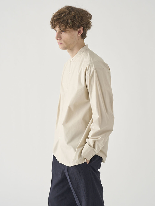コットンシルク長袖バンドカラーシャツ ｜FB258 詳細画像 NO1(L03620FB258_ベージュ) 4