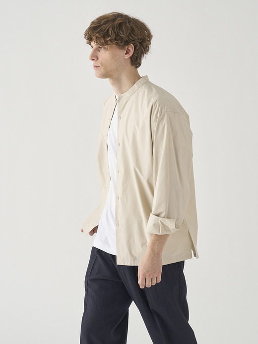 コットンシルク長袖バンドカラーシャツ ｜FB258 詳細画像 NO1(L03620FB258_ベージュ) 7