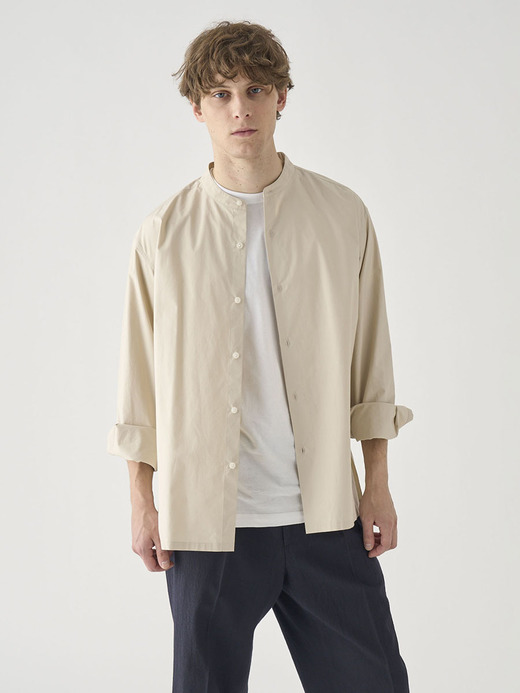 コットンシルク長袖バンドカラーシャツ ｜FB258 詳細画像 NO1(L03620FB258_ベージュ) 9