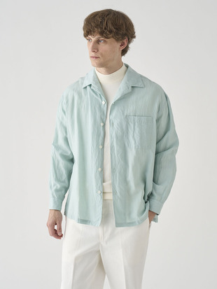 リヨセルラミー長袖ワンピースカラーシャツ ｜FB261