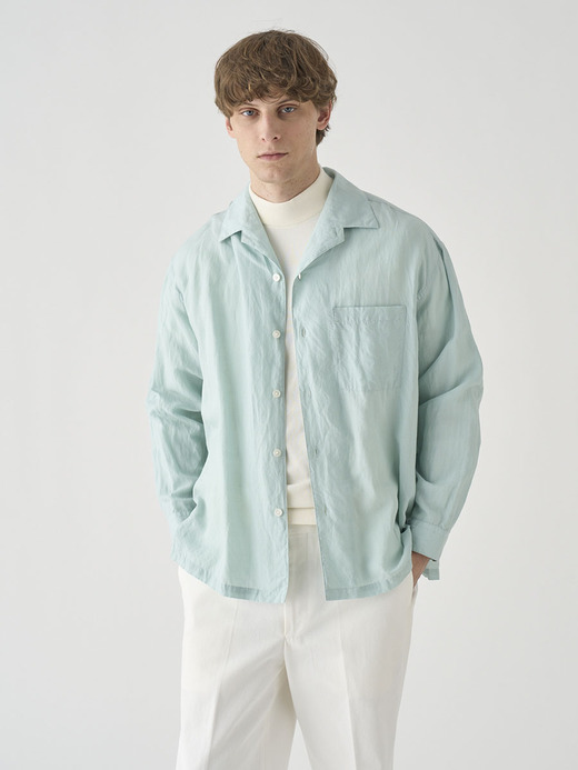 リヨセルラミー長袖ワンピースカラーシャツ ｜FB261 詳細画像 NO2(L03620FB261_サックス) 3