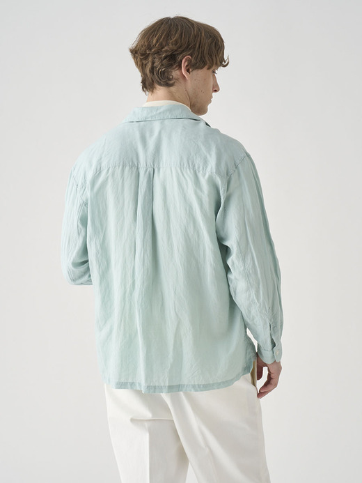 リヨセルラミー長袖ワンピースカラーシャツ ｜FB261 詳細画像 NO2(L03620FB261_サックス) 6