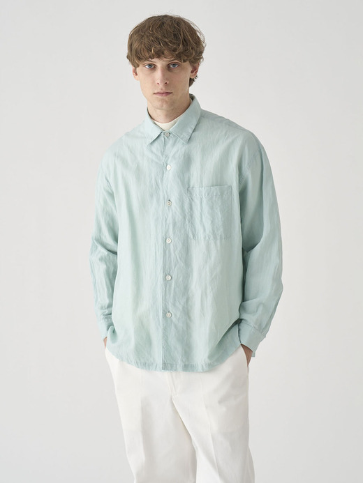 リヨセルラミー長袖ワンピースカラーシャツ ｜FB261 詳細画像 NO2(L03620FB261_サックス) 7