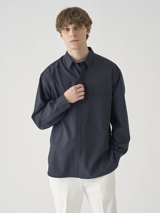 SUPER100’Sトロピカルウール長袖CPOシャツ ｜FB267 詳細画像 NO3(L03620FB267_ネイビー) 3