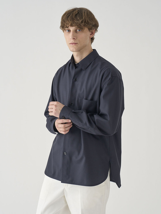 SUPER100’Sトロピカルウール長袖CPOシャツ ｜FB267 詳細画像 NO3(L03620FB267_ネイビー) 4