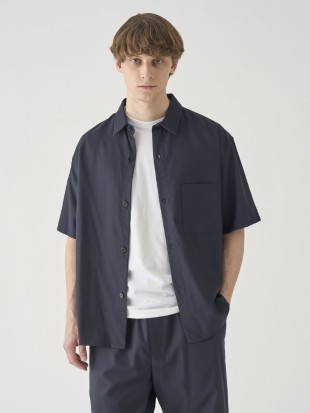 SUPER100’Sトロピカルウール半袖シャツ ｜FB269