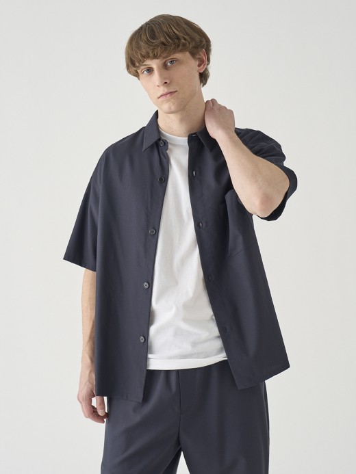 SUPER100’Sトロピカルウール半袖シャツ ｜FB269 詳細画像 NO3(L03620FB269_ネイビー) 2