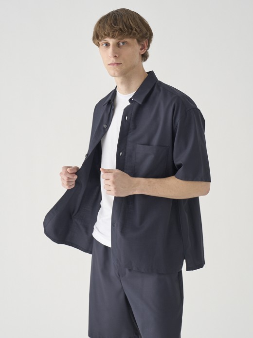 SUPER100’Sトロピカルウール半袖シャツ ｜FB269 詳細画像 NO3(L03620FB269_ネイビー) 3