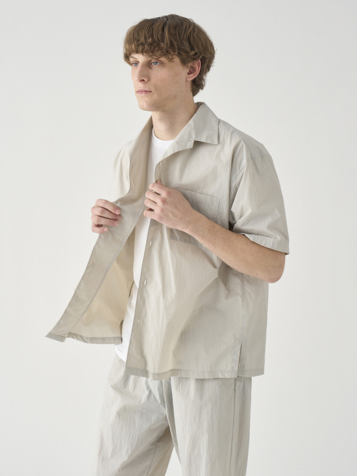 リサイクルナイロンワンピースカラー半袖シャツ ｜FB273 詳細画像 NO1(L03620FB273_グレー) 4