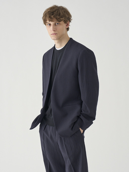 ウォッシュドウールホップサック　ノーカラージャケット ｜FJ259 詳細画像 NO1(L03620FJ259_ネイビー) 4