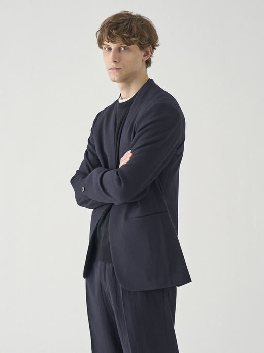 ウォッシュドウールホップサック　ノーカラージャケット ｜FJ259 詳細画像 NO1(L03620FJ259_ネイビー) 5