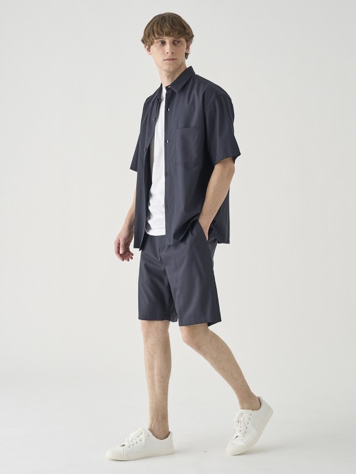 SUPER100’Sトロピカルウールイージーショーツ ｜FP270 詳細画像 NO3(L03620FP270_ネイビー) 4