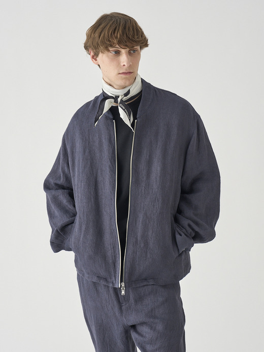 リネンジャガード ショートブルゾン ｜JM254 詳細画像 NO1(L03620JM254_ネイビー) 1