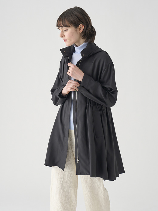 ナイロンシルク撥水ロングギャザーブルゾン ｜FC155 詳細画像 NO1(L03640FC155_ブラック) 1