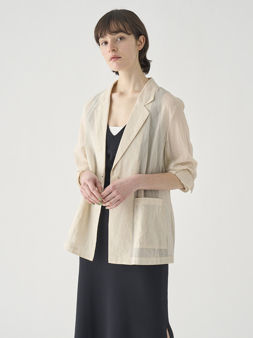 オーガニックコットン シアーテーラードジャケット ｜FJ182 詳細画像 NO1(L03640FJ182_オフホワイト) 3