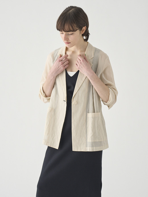 オーガニックコットン シアーテーラードジャケット ｜FJ182 詳細画像 NO1(L03640FJ182_オフホワイト) 4