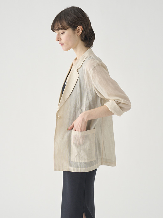 オーガニックコットン シアーテーラードジャケット ｜FJ182 詳細画像 NO1(L03640FJ182_オフホワイト) 6