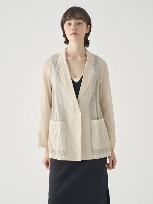 オーガニックコットン シアーテーラードジャケット ｜FJ182 詳細画像 NO1(L03640FJ182_オフホワイト) 8