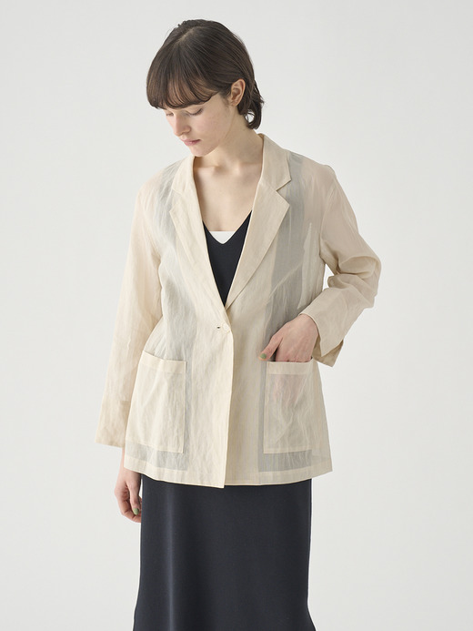オーガニックコットン シアーテーラードジャケット ｜FJ182 詳細画像 NO1(L03640FJ182_オフホワイト) 9