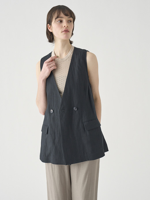 リネンロングジレ ｜FJ183 詳細画像 NO2(L03640FJ183_ブラック) 3