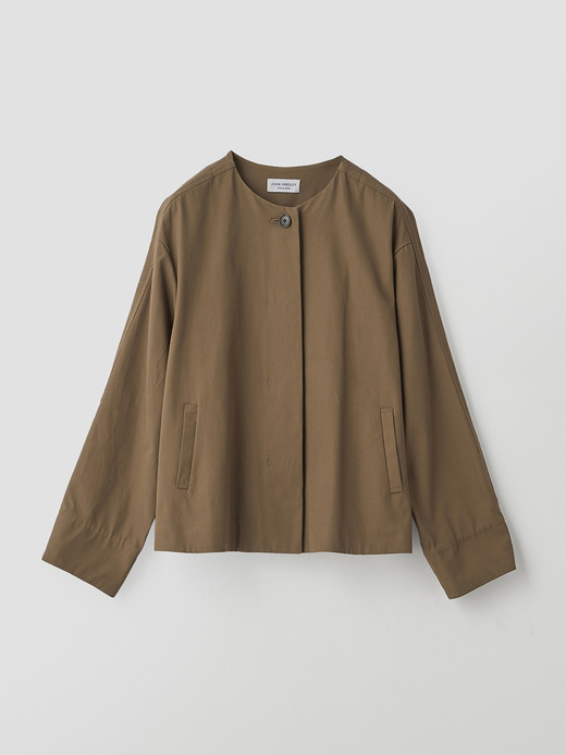 コットンギャバジン　ノーカラーショートブルゾン ｜JM156 詳細画像 NO1(L03640JM156_ブラウン) 2