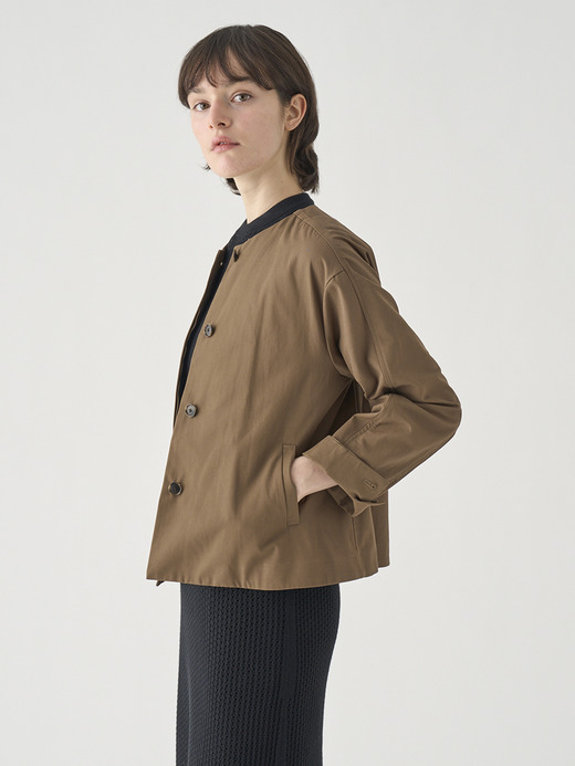 コットンギャバジン　ノーカラーショートブルゾン ｜JM156 詳細画像 NO1(L03640JM156_ブラウン) 5