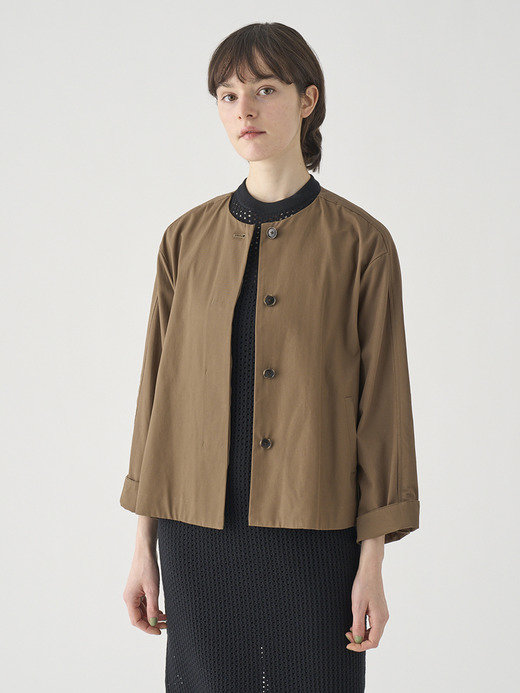 コットンギャバジン　ノーカラーショートブルゾン ｜JM156 詳細画像 NO1(L03640JM156_ブラウン) 7